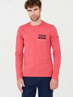 AERONAUTICA MILITARE Różowy męski longsleeve bawełniany, Rozmiar XXL