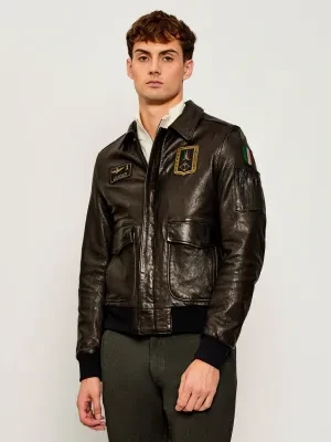 Aeronautica Militare Skórzana kurtka | Regular Fit