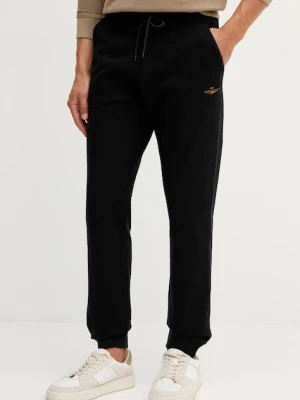 Aeronautica Militare spodnie dresowe męskie kolor czarny gładkie PF1008UF00662