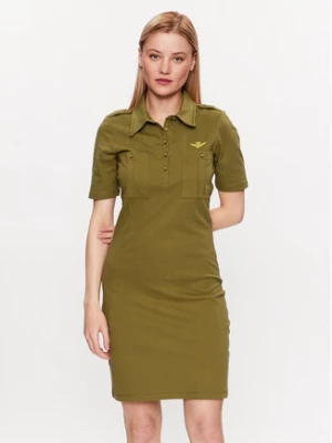Aeronautica Militare Sukienka codzienna 231VF633DP192 Zielony Slim Fit