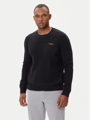 Aeronautica Militare Sweter 252MA1586UL00904 Czarny Regular Fit