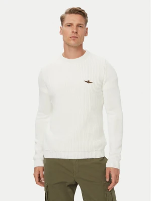 Aeronautica Militare Sweter 262MA1571UL00409 Biały Regular Fit