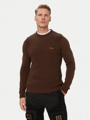 Aeronautica Militare Sweter 262MA1571UL00409 Brązowy Regular Fit