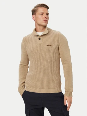 Aeronautica Militare Sweter 262MA1572UL00409 Beżowy Regular Fit