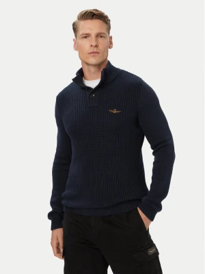 Aeronautica Militare Sweter 262MA1572UL00409 Granatowy Regular Fit