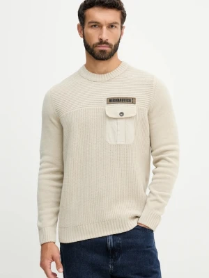 Aeronautica Militare sweter bawełniany męski kolor beżowy MA1573UL00539
