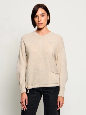 Aeronautica Militare Sweter | Loose fit | z dodatkiem wełny i kaszmiru beżowy
