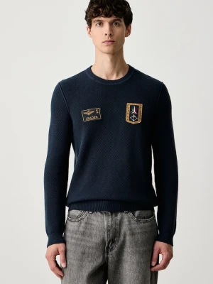Aeronautica Militare sweter męski z wełną granatowy