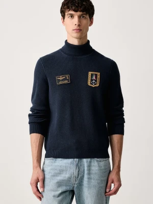 Aeronautica Militare sweter męski z wełną granatowy