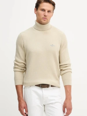Aeronautica Militare sweter z wełną męski kolor beżowy lekki z golferm MA1583UL00903