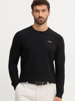 Aeronautica Militare sweter z wełną męski kolor czarny lekki MA1586UL00904