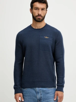Aeronautica Militare sweter z wełną męski kolor granatowy lekki MA1586UL00904