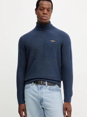 Aeronautica Militare sweter z wełną męski kolor granatowy z golferm MA1587UL00904