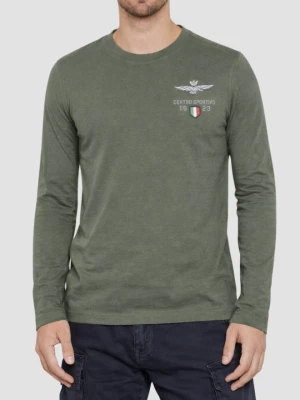 AERONAUTICA MILITARE Szarozielony męski longsleeve Centro Sportivo, Rozmiar XXL