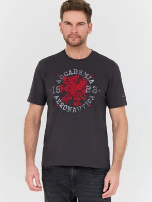 AERONAUTICA MILITARE Szary bawełniany męski t-shirt M.C., Rozmiar L