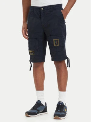 Aeronautica Militare Szorty materiałowe 261BE0041UCT01122 Granatowy Regular Fit