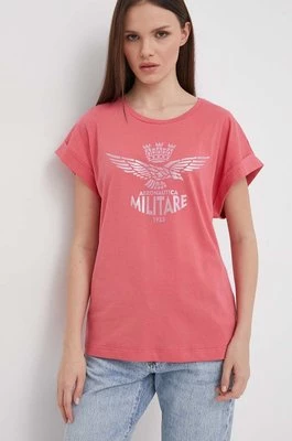 Aeronautica Militare t-shirt bawełniany damski kolor różowy TS2247DJ638