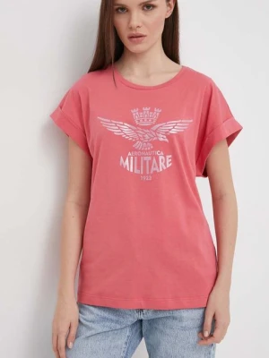 Aeronautica Militare t-shirt bawełniany damski kolor różowy TS2247DJ638