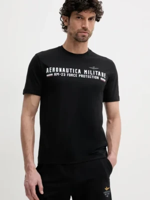 Aeronautica Militare t-shirt bawełniany kolor czarny z nadrukiem TS1942J538