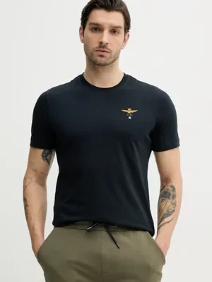 Aeronautica Militare t-shirt bawełniany kolor granatowy z aplikacją TS1580J372