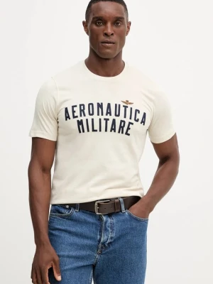 Aeronautica Militare t-shirt bawełniany męski kolor beżowy z aplikacją TS2478UJ00641