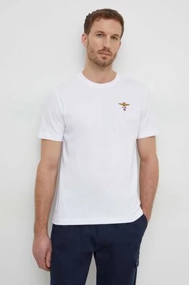 Aeronautica Militare t-shirt bawełniany męski kolor biały z aplikacją TS1580J372