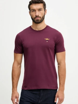Aeronautica Militare t-shirt bawełniany męski kolor bordowy z aplikacją TS1580UJ00372