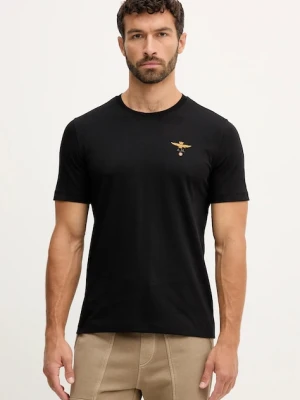 Aeronautica Militare t-shirt bawełniany męski kolor czarny z aplikacją TS1580UJ00372