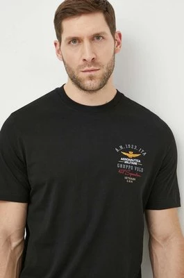 Aeronautica Militare t-shirt bawełniany męski kolor czarny z nadrukiem