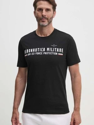 Aeronautica Militare t-shirt bawełniany męski kolor czarny z nadrukiem