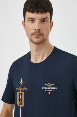 Aeronautica Militare t-shirt bawełniany męski kolor granatowy z aplikacją TS2231J592