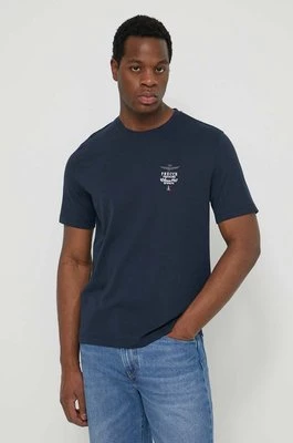 Aeronautica Militare t-shirt bawełniany męski kolor granatowy z aplikacją TS2062J592