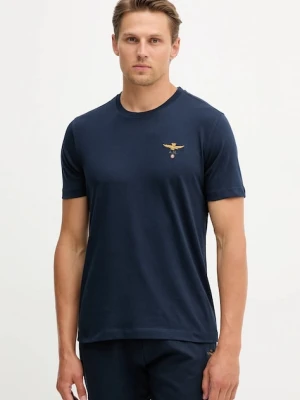 Aeronautica Militare t-shirt bawełniany męski kolor granatowy z aplikacją TS1580UJ00372