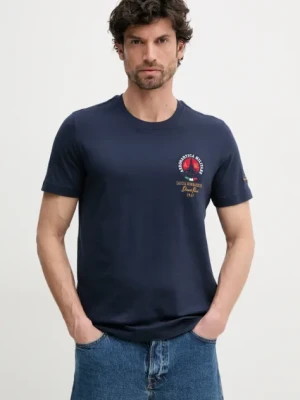 Aeronautica Militare t-shirt bawełniany męski kolor granatowy z aplikacją TS2408J592