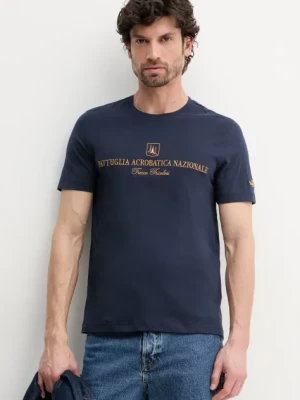 Aeronautica Militare t-shirt bawełniany męski kolor granatowy z aplikacją TS2410J592