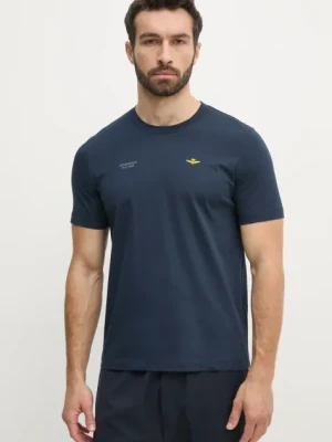 Aeronautica Militare t-shirt bawełniany męski kolor granatowy z aplikacją TS2429J634