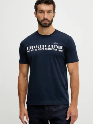 Aeronautica Militare t-shirt bawełniany męski kolor granatowy z nadrukiem TS1942UJ00538