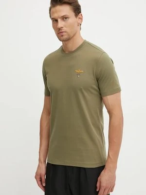 Aeronautica Militare t-shirt bawełniany męski kolor zielony z aplikacją