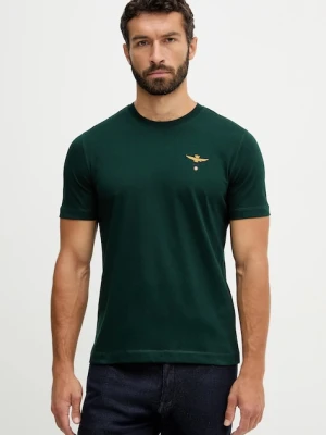 Aeronautica Militare t-shirt bawełniany męski kolor zielony z aplikacją TS1580UJ00372