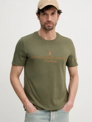 Aeronautica Militare t-shirt bawełniany męski kolor zielony z aplikacją TS2410J592