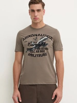 Aeronautica Militare t-shirt bawełniany męski kolor zielony z nadrukiem TS2343J634