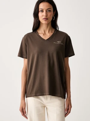 Aeronautica Militare T-shirt damski z bawełną brązowy