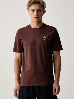 Aeronautica Militare T-shirt męski bawełniany brązowy