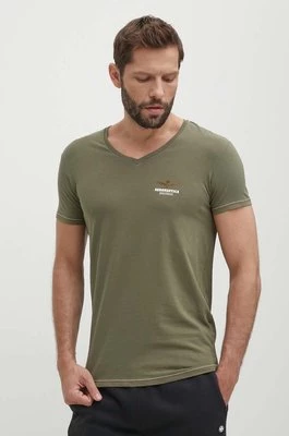 Aeronautica Militare t-shirt męski kolor zielony gładki AM1UTI004