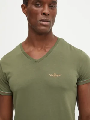 Aeronautica Militare t-shirt męski kolor zielony gładki AM1UTI004