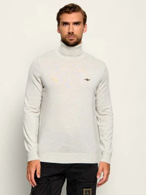 Aeronautica Militare Wełniany golf | Regular Fit beżowy