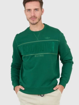 AERONAUTICA MILITARE Zielona bluza męska z aksamitnym logo