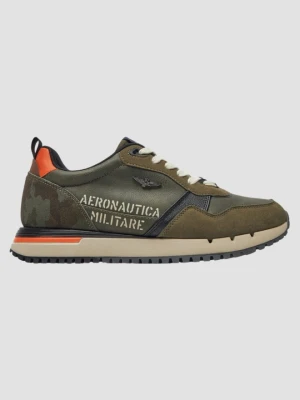 AERONAUTICA MILITARE Zielone męskie sneakersy Eco-leather AM