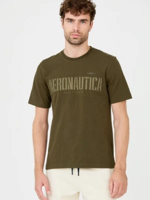 AERONAUTICA MILITARE Zielony bawełniany męski t-shirt, Rozmiar M