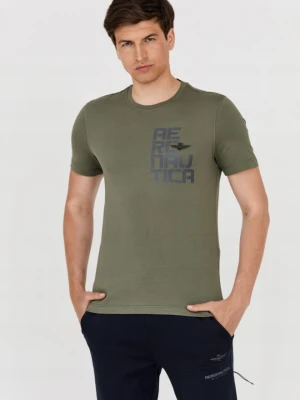 AERONAUTICA MILITARE Zielony bawełniany t-shirt męski, Rozmiar M